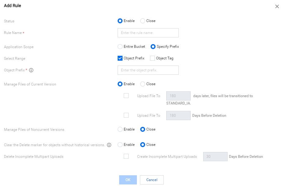 Setting the Bucket Lifecycle - Cloud Object Storage - Documentation Center