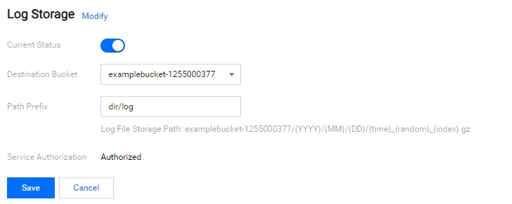 Setting Log Management - Cloud Object Storage - Documentation Center